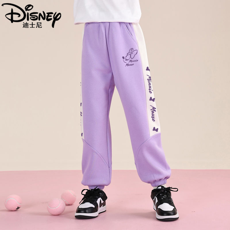 迪士尼女童运动裤春秋外穿2024新款儿童裤子秋季洋气女大童卫裤潮
