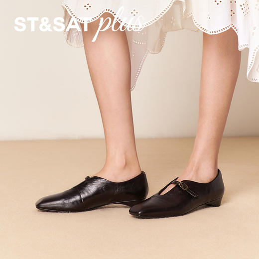 星期六英伦风气质金属扣低跟皮鞋SSD3111090 商品图2