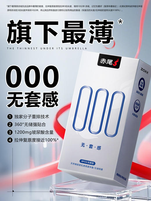 赤尾000超薄避孕套16只无储避孕套安全套玻尿酸避孕套赤尾000无套感 商品图1