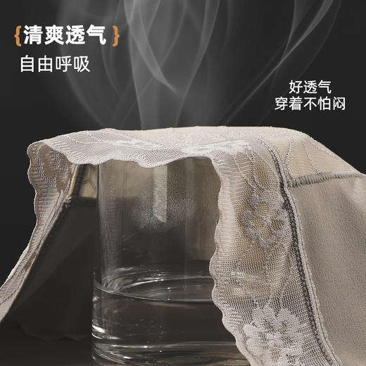 雅黛俪高腰收腹内裤女桑蚕丝加长裆性感蕾丝大码无痕女士三角裤 商品图8