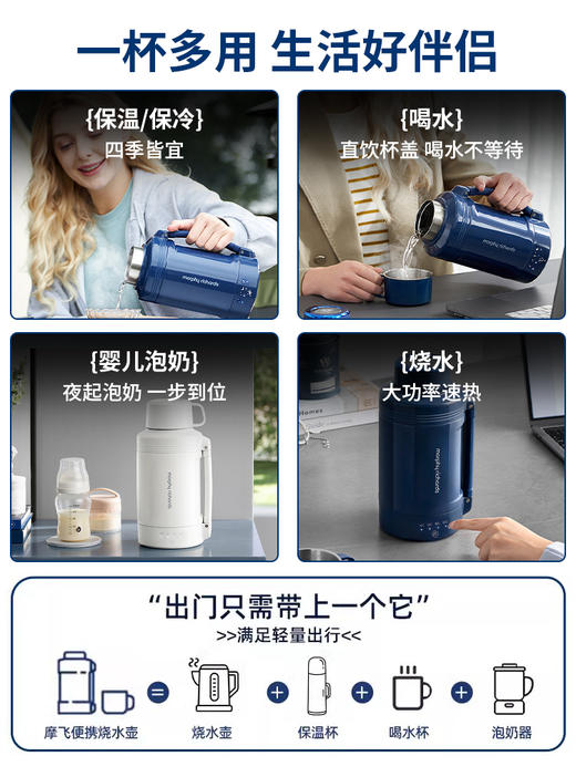 摩飞便携式烧水壶旅行出差宿舍烧水杯办公室电水壶电热水壶保温杯MR6061C 商品图1