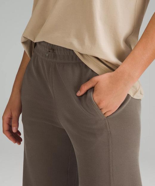 点此购买 lulu露露春秋季女士中腰罗纹直筒阔腿裤 ye 328894 商品图10