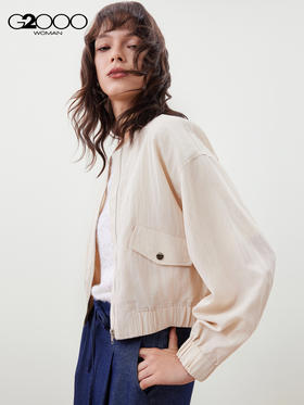 G2000【桑蚕丝混纺/商场新款】女装FW25舒适透气休闲百搭短外套56287040
