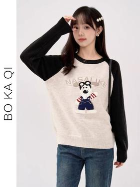 【孤品捡漏】G225卡通小狗花纱毛衣-喜出