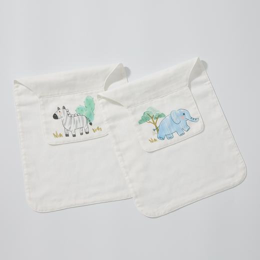 怡比动物小伙伴4层纱布吸汗巾2条入HY25AUP221蓝灰色调28*52cm 商品图8