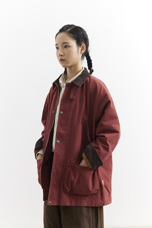 吃茶去chichaqu25全棉洗水做旧翻领夹克宽松复古猎装谷仓工装男女 商品图2