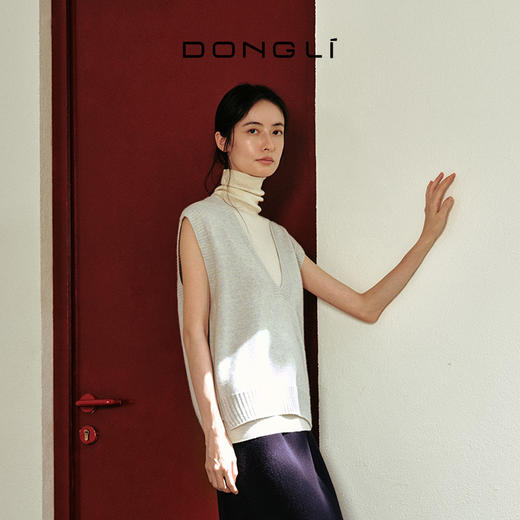 东黎 • 山羊绒女士春秋全成型V领针织马甲背心外穿 3210 商品图0