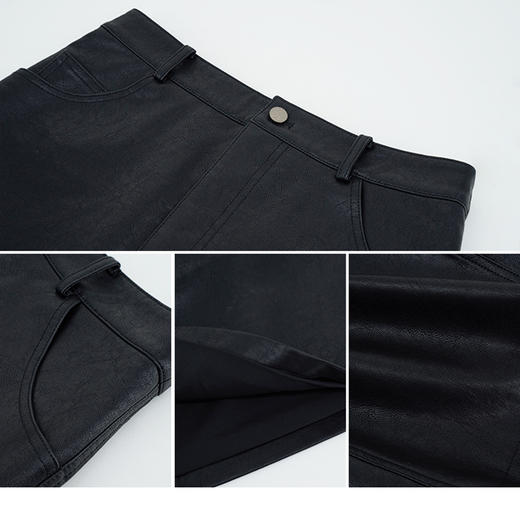 【商场同款】CNS5873 " 甜酷皮裙  " 高阶时髦的美感 蛋白皮柔软弹力短裙 商品图11