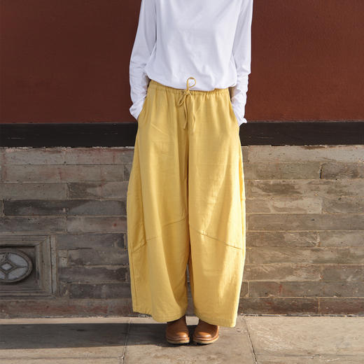 绽放565朵/甩甩裤·亚麻棉天丝结构感松紧腰舒适廓形垂感休闲裤女 商品图2