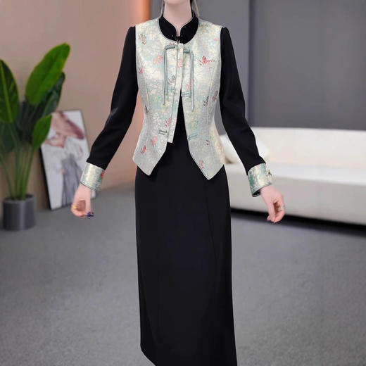 QYM 25A111AL新中式国风马甲套装两件套连衣裙 商品图1