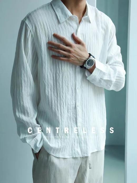 早秋季新款男装白色纯色长袖衬衫棉质薄款百搭衬衣外套上衣 商品图1