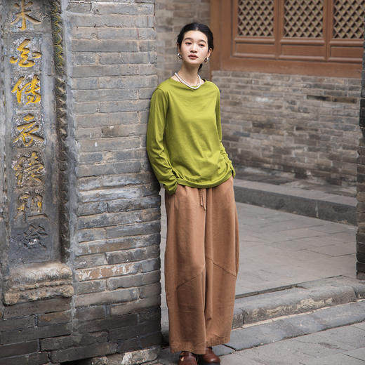 绽放591朵/超长长绒棉晶格工艺圆领正常肩长袖T恤女秋冬季打底衫 商品图2