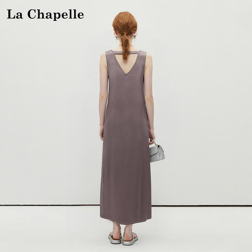 会员福利【轻奢！100人丝】拉夏贝尔/La Chapelle后镂空背心连衣裙女气质高级感小众通勤时尚长裙无袖裙 商品图4