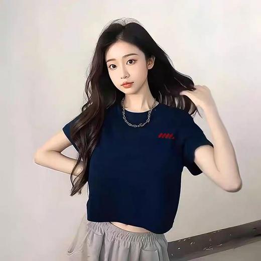 【孤品捡漏】G180短款藏青宽松短袖T恤-喜出 商品图0