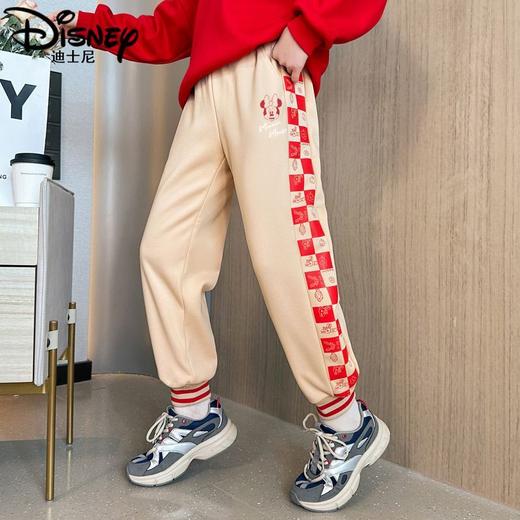 迪士尼女童加绒加厚裤子洋气一条过冬儿童新年装女孩拜年服红色潮 商品图1