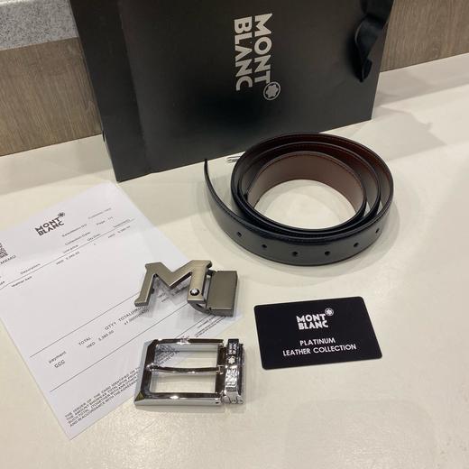 Montblanc万宝龙22年新款男士M双扣商务休闲皮带腰带礼盒装男士经典款 商品图2