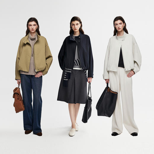 棉仓366607012-25秋设计感立领花苞夹克 商品图4