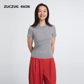 2楼素然轻盈羊毛小圆领短袖T恤795