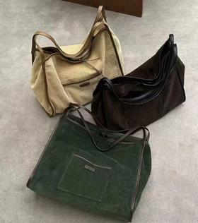 自留推荐  he灯芯绒购物袋   万物皆可装！  灯芯绒撞色购物袋单肩托特包