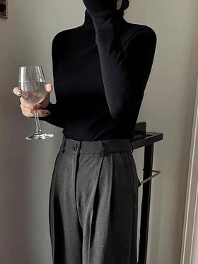 【孤品捡漏】G209高领黑色针织打底衫-喜出