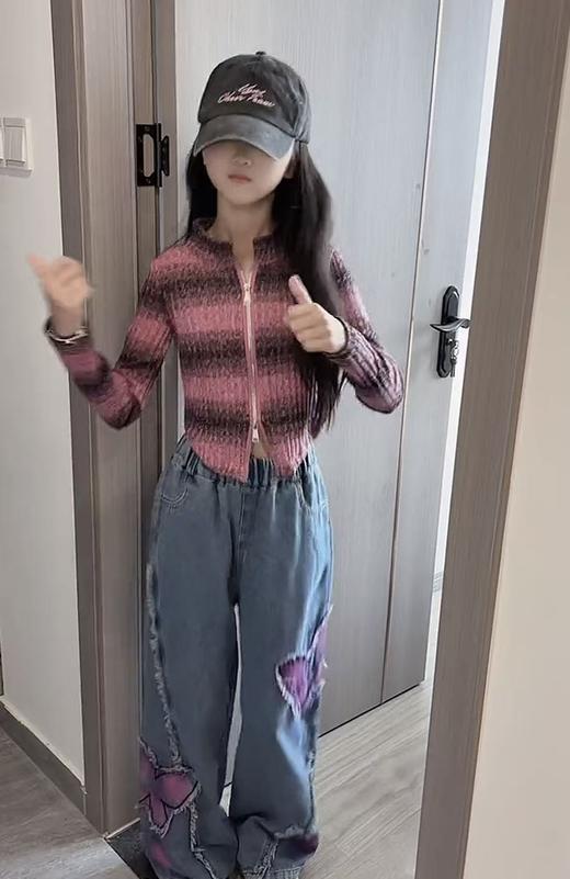 【孤品捡漏】G181女童渐变短款拉链针织衫-喜出 商品图1