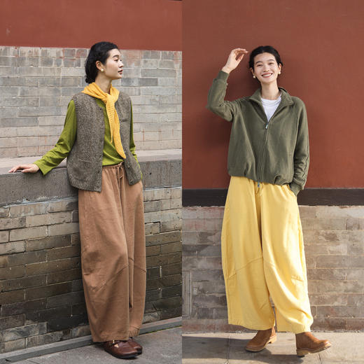 绽放565朵/甩甩裤·亚麻棉天丝结构感松紧腰舒适廓形垂感休闲裤女 商品图3