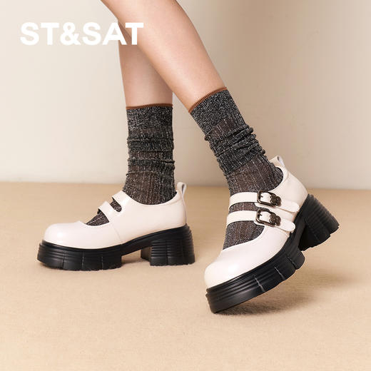 星期六日系甜酷风双扣厚底乐福SSD3111500 商品图3