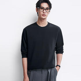 棉仓366801009-重磅波谷纹微宽松长袖T恤