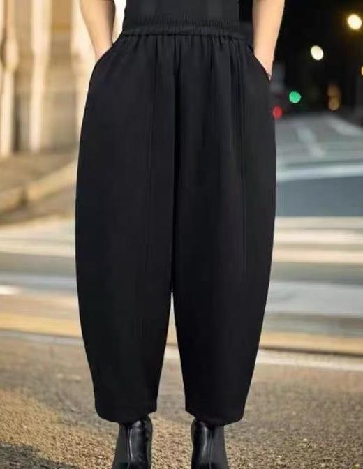 【孤品捡漏】G189黑色加绒加厚哈伦小脚裤南瓜裤-喜出 商品图2