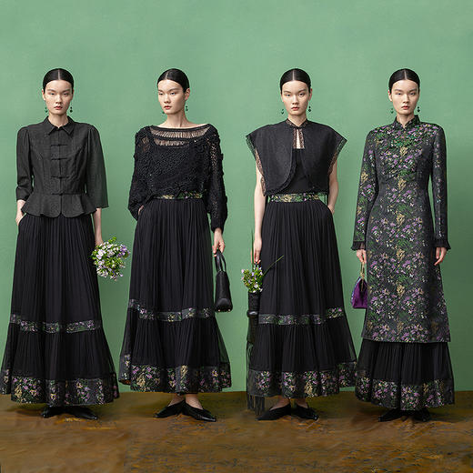 【林栖设计小店】桑蚕丝半身裙提花优雅百搭宽松显瘦2025秋季新款裙子女T1953301 商品图4