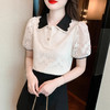 独特法式别致减漂亮洋气宽松镂空polo领蕾丝衫短袖上衣女夏高级感 商品缩略图2