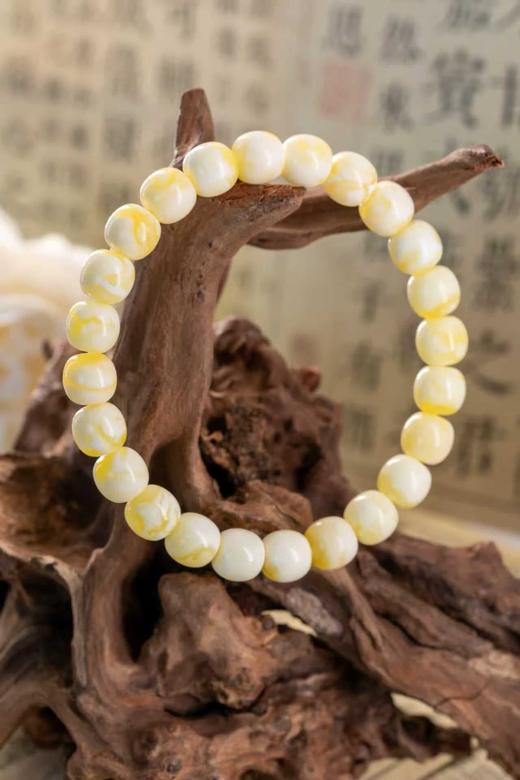 一周发货，附带权威检测证书【俄料蜜蜡手串】瓷白、金瓷白虎皮纹、金瓷白溶洞，3款花纹~2款咪数，7mm、9.5mm；3款手围尺寸，15厘米、19厘米、23厘米定制款 商品图6