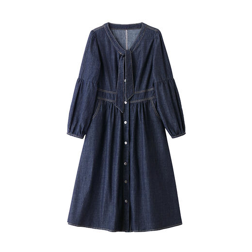 HR DMGY2602韩系气质复古牛仔连衣裙收腰显瘦裙 商品图4