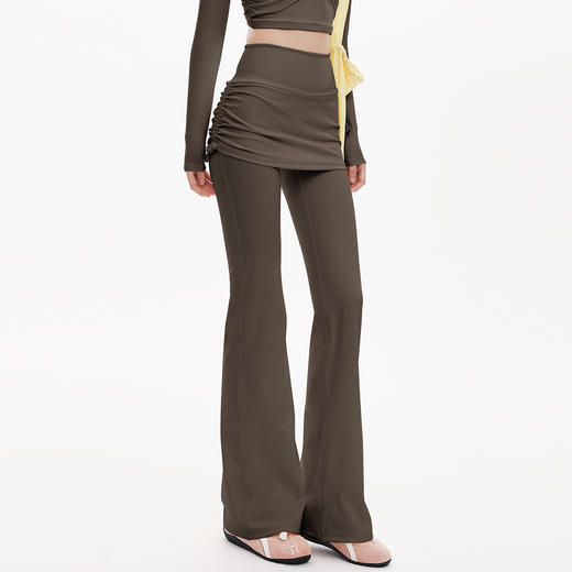 跃牌【禅语梵心】高腰缩褶提臀裸感瑜伽裤屁帘跑步运动裤包臀健身喇叭裤CK5591 商品图2