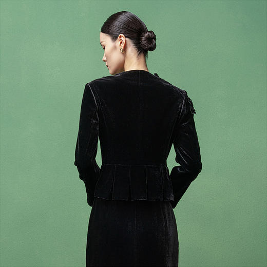 【林栖设计小店】真丝丝绒外套上衣复古钉花2025秋季新款衬衣1953074B 商品图7