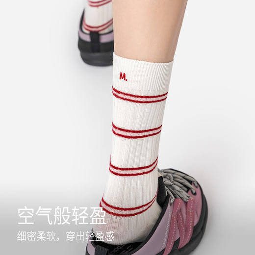 靴下物袜子纯棉女款2025新款爆款春夏薄款全棉运动休闲条纹中筒袜 商品图2