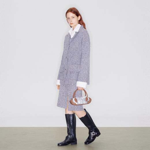 lost in echo2025早秋新款舒适保暖宽松阔版翻领高级羊毛针织外套 商品图4