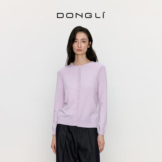 东黎 • 山羊绒女士秋冬圆领多色开衫 17A126 商品图0