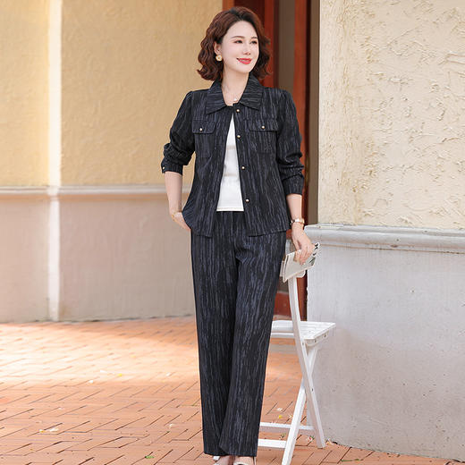 FW 8037妈妈秋装休闲套装小香风外套上衣裤子两件套 商品图0