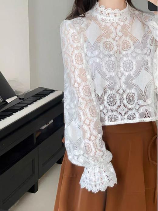 【孤品捡漏】G218白色蕾丝单件上衣-喜出 商品图0