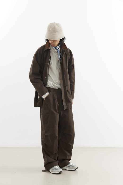 吃茶去chichaqu25全棉洗水做旧翻领夹克宽松复古猎装谷仓工装男女 商品图1