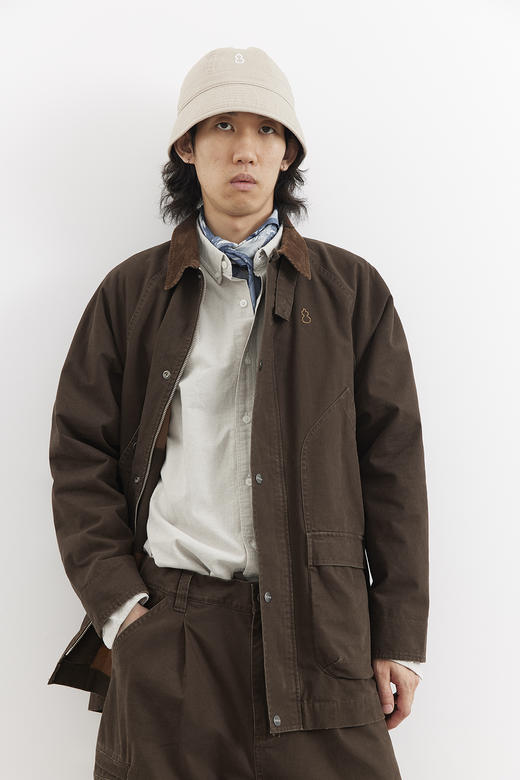 吃茶去chichaqu25全棉洗水做旧翻领夹克宽松复古猎装谷仓工装男女 商品图3