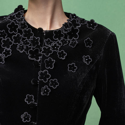 【林栖设计小店】真丝丝绒外套上衣复古钉花2025秋季新款衬衣1953074B 商品图5