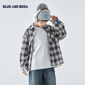 蓝汽水格纹衬衫876B258014JX