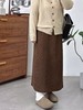 仅限11.11，不参与退 【孤品捡漏】G201灯芯绒后开叉咖色半身裙-喜出 商品缩略图2