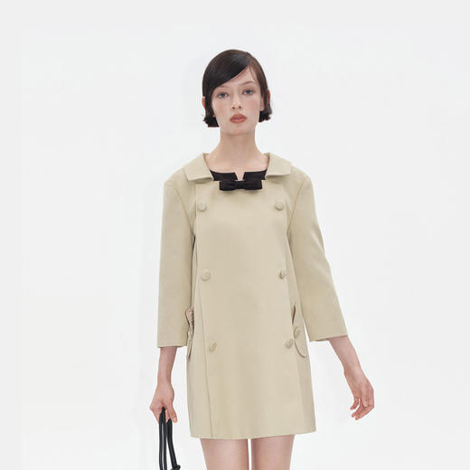 Herlian2025年秋季新品女士背后暗扣设计蝴蝶结娃娃领风衣外套 商品图1