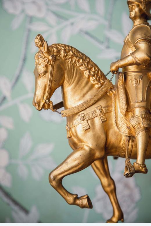 独角鹿西洋古董19世纪法国Barbedienne铸造工坊签名出品文艺复兴大师Andrea del Verrocchio创作青铜鎏金雕塑作品《Bartolomeo Colleoni 骑士塑像》 商品图4