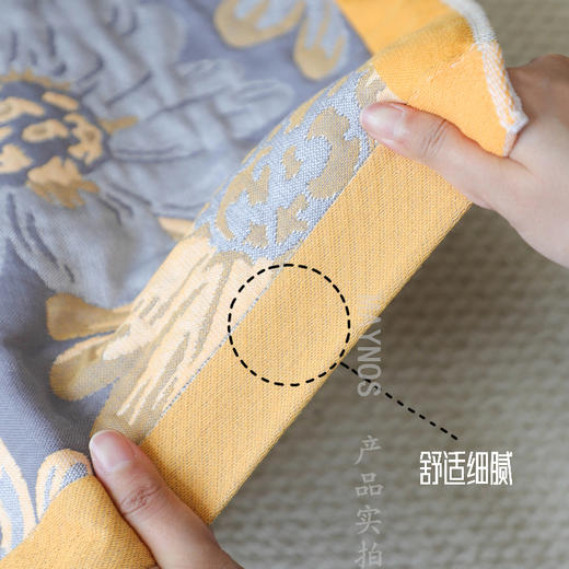 【到手2只】MAYNOS加厚纱布枕巾，加厚全棉6层纱，亲肤透气吸汗，柔软纤薄，活性印染工艺不，细密包边，走线平整，油画般艺术高颜值，更舒适的睡眠体验~ 商品图6