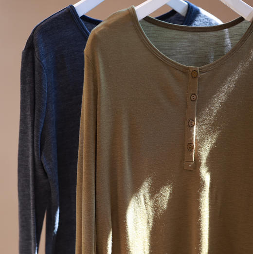 两色羊毛针织长袖T恤 商品图1