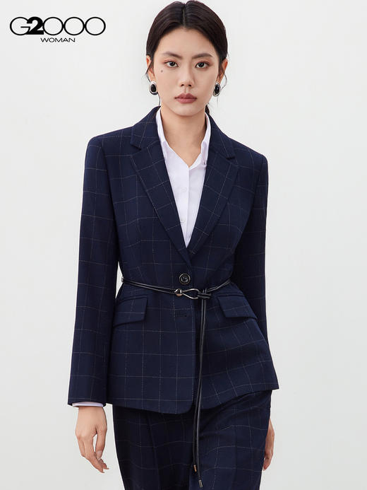 G2000【舒适弹性/商场新款】女装FW25商务通勤格纹西服56212233 商品图1